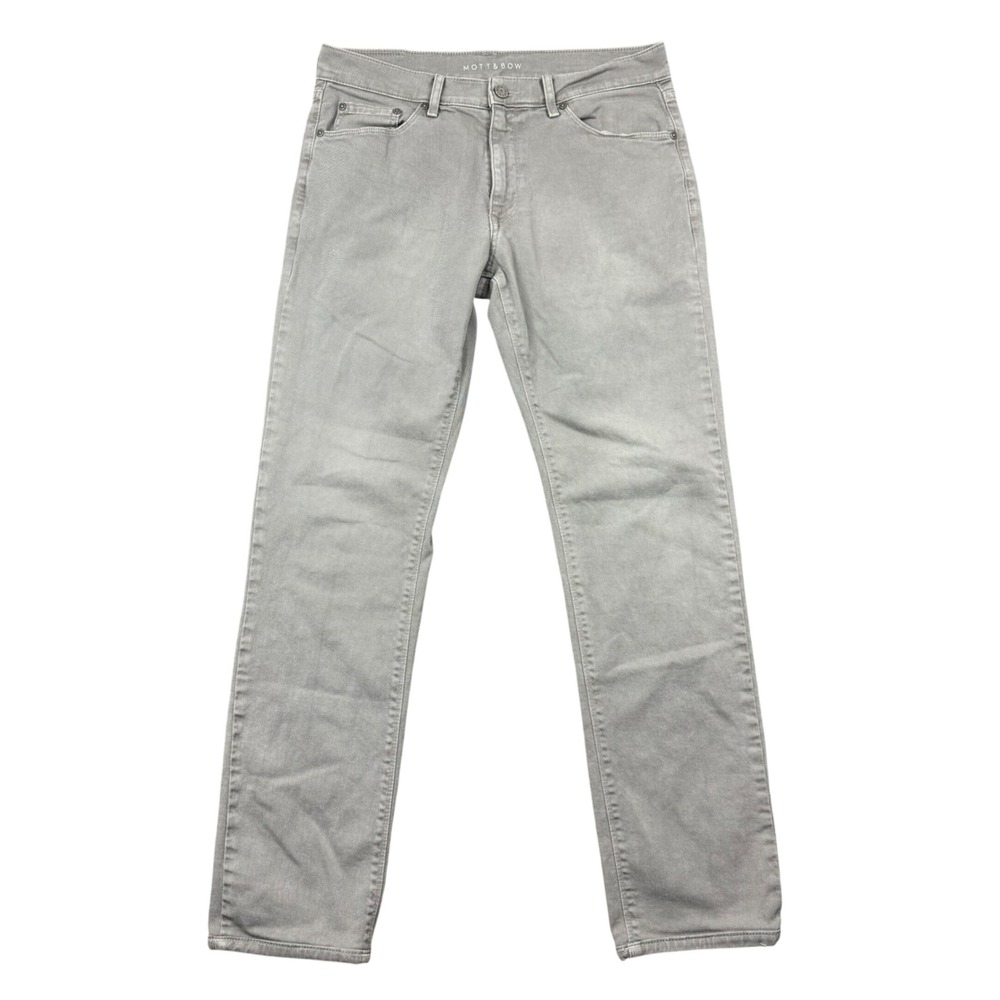 Mott & Bow Slim Fit Mercer Jeans Mens 32x32 (32x31) Light Grey Stretch Denim